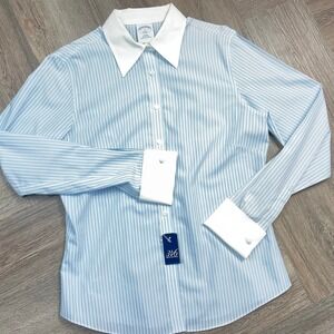 Women's Blue Striped Button-Up Shirt